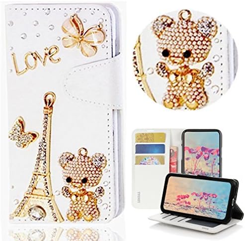 STENES Google Pixel 3 Caso - Stylish - 3D Made Bling Bling Crystal Eiffel Tower Urrador Butterfly Magnetic Cartet Crédito