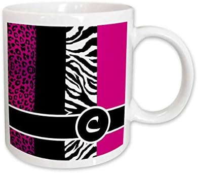 3drose elegante impressão de animais caneca de monograma, 11 onças