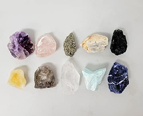 MineralUniverse 10 Crystals Raw Conjunto - Médio Pedra Rough Stones Collection Lot Misture - Conjunto de Presentes de Cristais de Cura, Rainbow