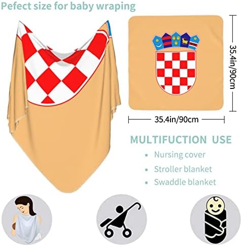 Emblema nacional da Croácia Cobertor de bebê recebendo cobertor para capa de swaddle para recém -nascidos