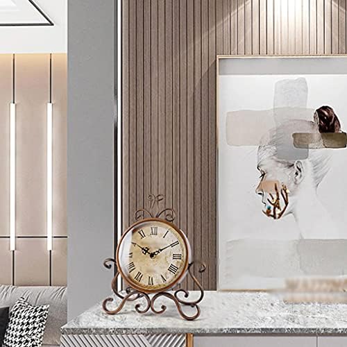 Uxzdx vintage silencioso retro de ferro retro relógio casa quarto sala de estar de escritório decoração de mesa relógio