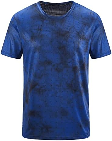 DGHM-JLMY Men's Round Neck Sports Summer Summer Shert ativo Camiseta atlética T-shirt Manga curta Top de seda de gelo