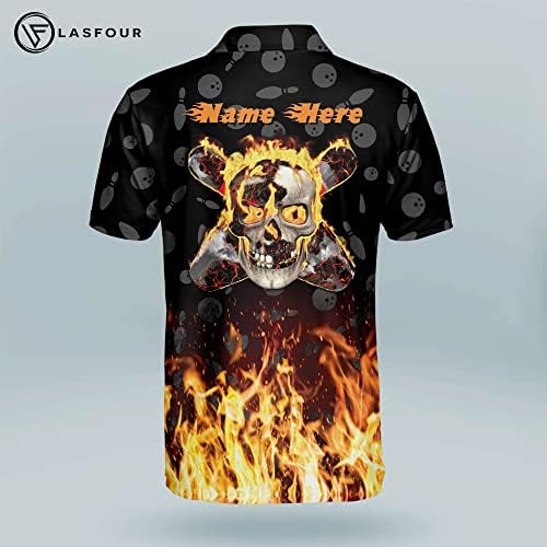 Lasfour personalizada Camisas engraçadas de boliche para homens, camisetas de boliche masculinas de manga curta, camisetas de