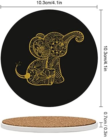 Baby Elephant Doodle Creamics Coasters para bebidas absorvendo o tapete de proteção de mesa de montanha -russa com base de