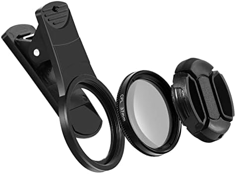 Lente da câmera do telefone ukcoco- lente de fotografia profissional para clipes de smartphone- lente de filtro CPL, polarizador de filtro polarizador de 37 mm compatível com, smartphones Android