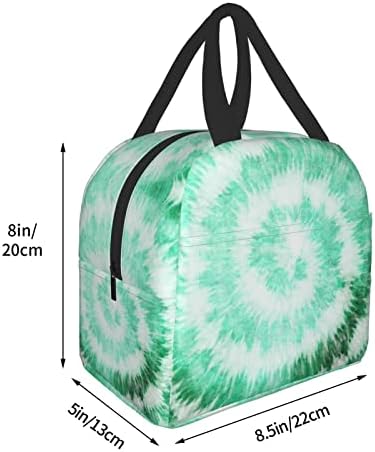 Lancheira de tingimento verde de tie de tie sedana, lancheira de isolamento Kawaii, bolsas de almoço reutilizáveis ​​de bolsa de