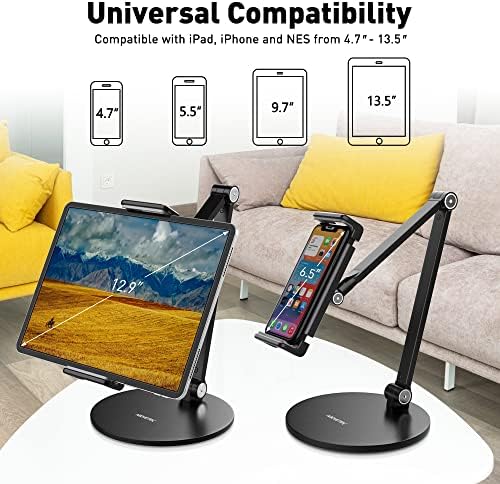 Suporte de suporte de tablet ajustável no ABOVETEK, suporte para iPad de braço longo, suporte de iPad rotativo flexível e 360 ​​graus, compatível com 4,7 “- 13,5” para iPhone, iPad, samsung, Nintendo