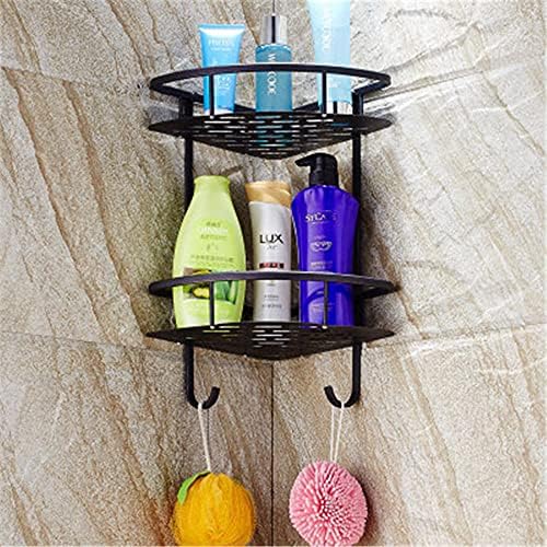 Prateleiras de banheiro Copper Dual camadas de canto prateleira chuveiro de caddy shampoo cesto de cesta de parede cozinha canto de