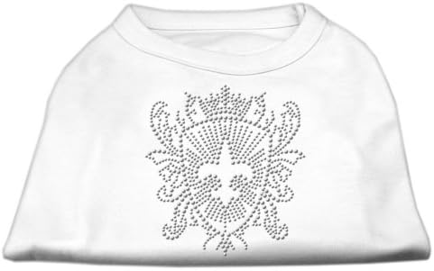 Rhinestone Fleur de Lis Shield Dog Shirt White XXL
