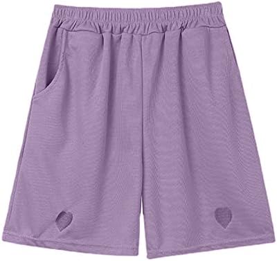 Qtocio women algodão shorts lounge yoga calça curta Jersey suor Bermuda shorts para mulheres andando atléticas com bolsos