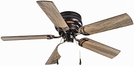Oytho de 44 polegadas Hugger Indoor Teto Fan com kit de luz, bronze, 5 lâminas, fluxo de ar reverso