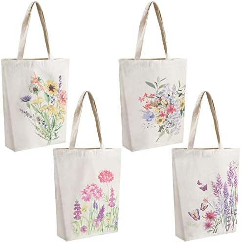 Weewooday 4 peças sacolas reutilizáveis ​​sacolas de lona sacolas sacolas de compras reutilizáveis ​​para meninas para