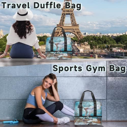 Ballet Girl Pintura a óleo Bolsa de ginástica esportiva para mulheres Viagem Duffel Bag com compartimento de sapatos