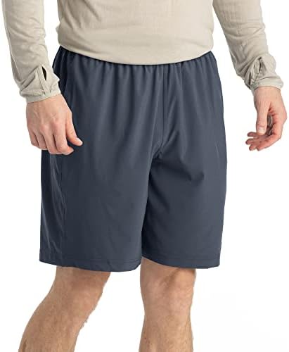 Brisa masculina de mosca grátis Unsam curta de 8 polegadas - shorts rápidos secos, que ganham umidade e respirável com proteção solar