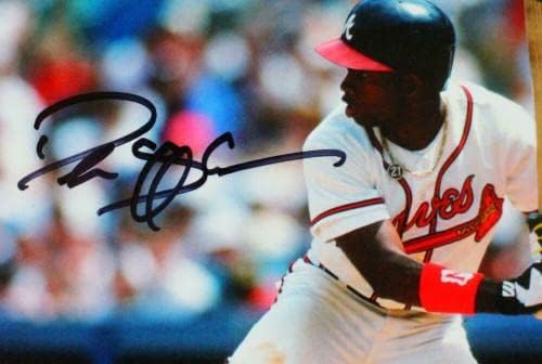 Deion Sanders autografou Atlanta Braves 8x10 Batting HM Photo- ba w holo *BLK - fotos autografadas da MLB