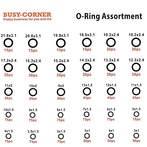 Kit O-ring de 1299 peças de canto ocupado com 4 PCs o Ring Pick & Instalation Remover Tools 30 tamanhos métricos Nitrile Rubber Orings