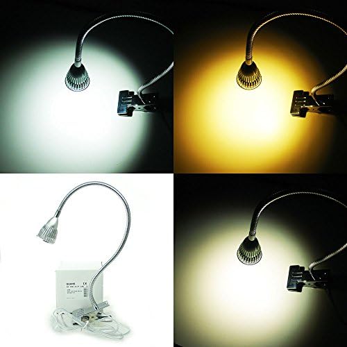 Quans 5W 3 cores Cob led clipe sobre prata clara 19,68 polegadas 50 cm mesa de mesa de mesa flexível lâmpada de