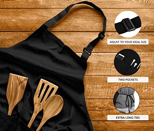 Utopia cozinha de babador ajustável a avental de água resistente a aventais de cozinha de cozinha com bolsos para homens
