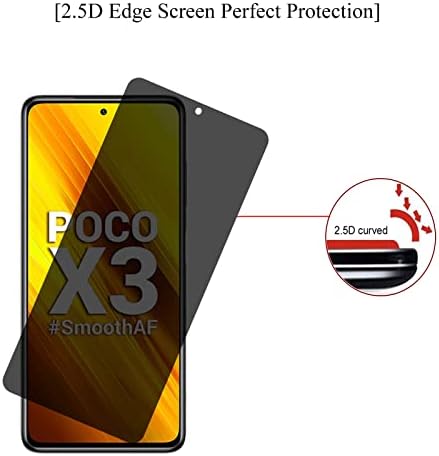 [2 +2 pacote] Protetor de tela de privacidade 2pack para POCO X3 +2Pack Camera Lens Protector, filme de vidro temperado com privacidade [9H Drafidade] [livre de bolhas] [Prova de quebra] [anti-Fingerprint] [Instalação fácil] Protetor de tela Compatível com vidro com compatível com o Glass com c