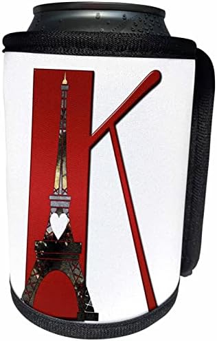 3drose Red Monogram Initial K com uma torre Eiffel - Capa de garrafa mais fria