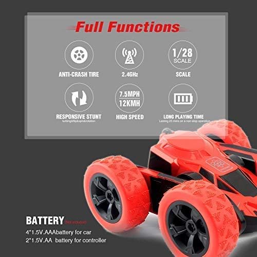 Amicool RC Cars Stunt Car Toy, 4WD 2,4 GHz Carro de controle remoto veículo rotativo de dupla face 360 ​​° Flips,