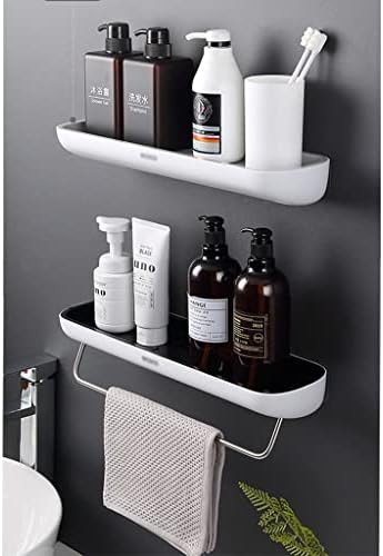 Prateleira de parede de banheiro Xofine, sem prateleiras flutuantes retangulares de perfuração com barra de toalha, armazenamento