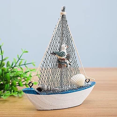 3pcs mini decoração de veleiro, decoração náutica de decoração oceânica modelo miniature miniatura de barcos de barco de praia decoração, para decoração de temas oceânicos ， 4,4 x 6,3 polegadas