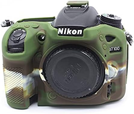 Caixa de silicone D7200, câmeras de proteção à tampa da caixa de borracha para Nikon D7100 D7200 DSLR Câmera, Arm Green