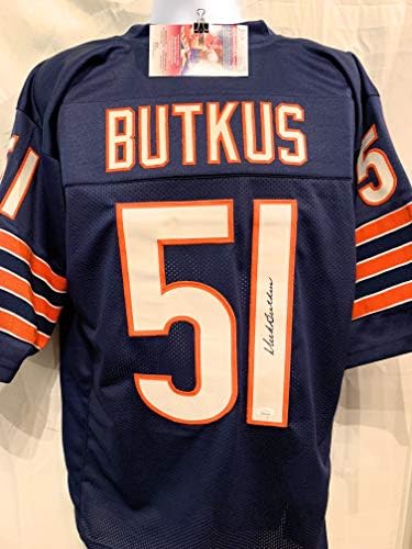 Dick Butkus Chicago Bears assinou autógrafos Autograph Blue Custom Jersey JSA Winteded Certified