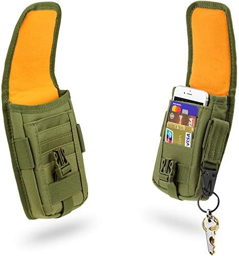 Bolsa de telefone tática wynex Molle, smartphone saco de coldre EDC Utilitário Celular do celular Organizador de cartões de bloqueio para a capa da cintura incluem clipe de engrenagem tática e patch dos EUA