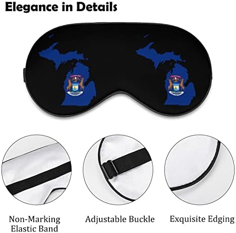 Mapa de bandeira da máscara ocular do Michigan para dormir de pateta de bleca -bleca com cinta ajustável para homens mulheres