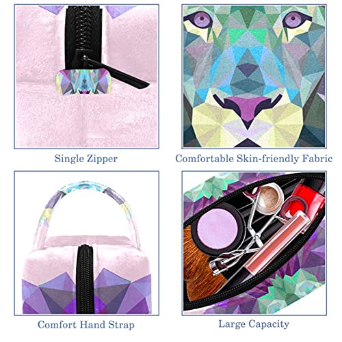 Bolsa de maquiagem Bolsa de cosméticos Bolsa colorida de saco de produtos de higiene pessoal de cabeça de leão com zíper