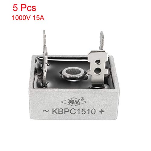 UXCELL KBPC1510 1000V 15A retificador de ponte monofásica 5pcs de cinza de meia onda 5pcs