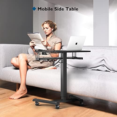BONTEC Mobile Standing Desk com bandeja de teclado, pódio móvel, estação de trabalho de computador de até 33 libras, laptop Sit