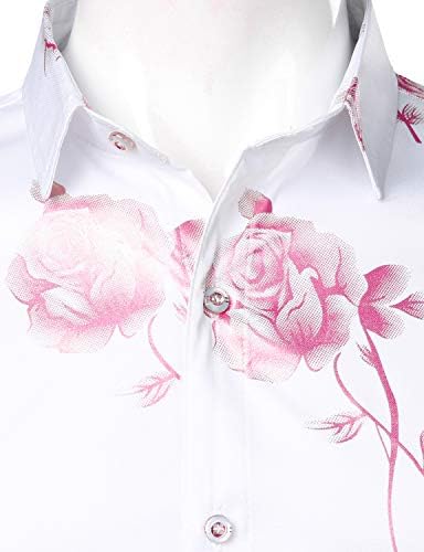 Zeroyaa boate masculino de boate brilhante 3d rosa de rosa de rosa Slim Fit Button