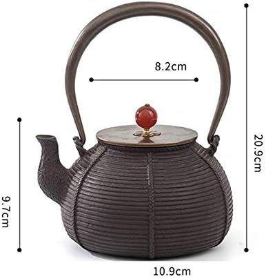 Bule de ferro fundido Pote de ferro fundido bule de chá não revestido 1L Ferro fundido para fabricação de água Buneração de água para chá de folhas soltas, LSXYSP, ferro de porco, 20,9x9.7x8.2cm