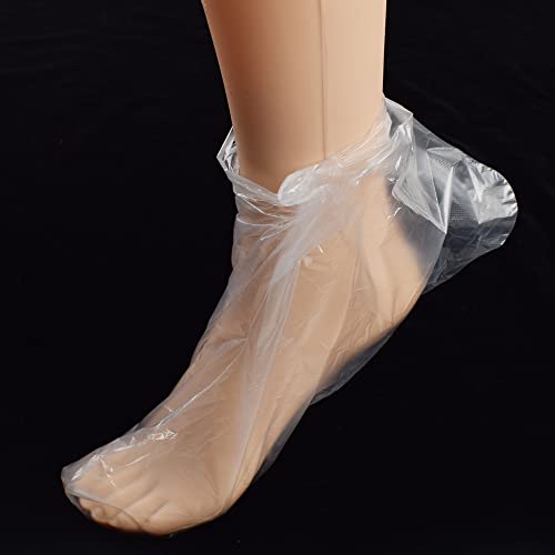 FSYEEL 300 PCS Tampas de pé de plástico, revestimentos de banho de parafina para pé, botas descartáveis ​​claras, tampas de sacolas