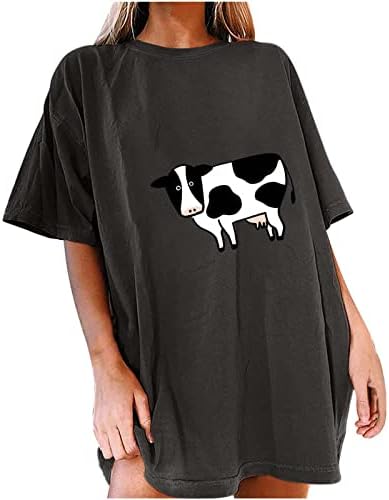 Camiseta feminina Fall Roupas de verão na moda do ombro de manga curta Crewneck de algodão gráfico de algodão Top camiseta para