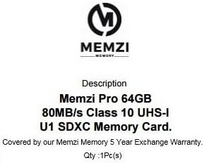 MEMZI PRO 64GB CLASS 10 80MB/S SDXC Memory Card para Panasonic Lumix GF, GH, GM Série Digital Câmeras