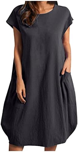 Vestidos para mulheres Swing midi Dress Dress Solid Slave Short Dresses curtos, vestido de festa de verão feminino com bolso