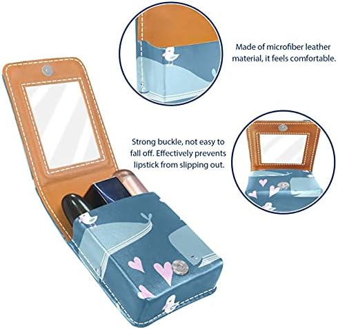 Caixa de batom com espelho fofo pássaros de baleias lips brigos de brilho portátil batons de armazenamento de armazenamento