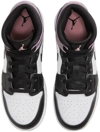 Nike Boys Air Jordan 1 Mid Sneaker, Black/Bleached Coral-White, 5,5 Big Kid
