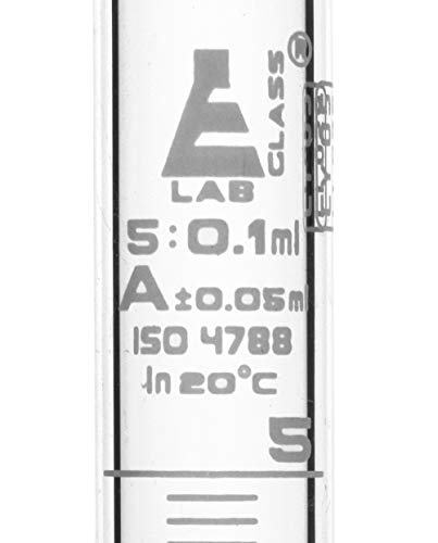 Cilindro graduado, 5ml - Tolerância da classe A ± 0,05 ml - Base redonda - Graduação branca - Borossilicato 3.3 Glass - Eisco Labs