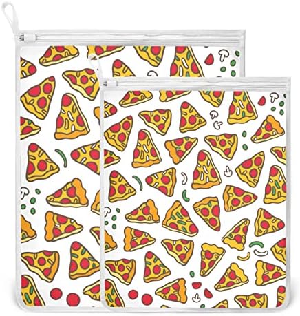 Bolsa de lavanderia Susiyo Mesh para delicados, 2 PCs Bolsas de lingerie de padrões de pizza de desenho animado para lavanderia com