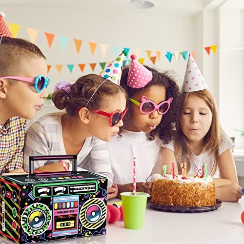 Caixas de favor da festa dos anos 80, Boom Boom Box Favorias Presente Tratar Goodie Candy Paper Boxes 80s Retro Radio Decorações de mesa Centerpieces para o tema dos anos 80 Hip Hop Music Birthday Party Party