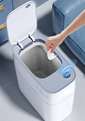 Lixo de sensor de ensacamento automático genigw, lixo de cozinha em casa de 14l, lixo inteligente pode estreitar o lixo do banheiro