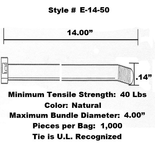 Tach-it 14 x 40 lb resistência à tração de tração de cabo colorido natural