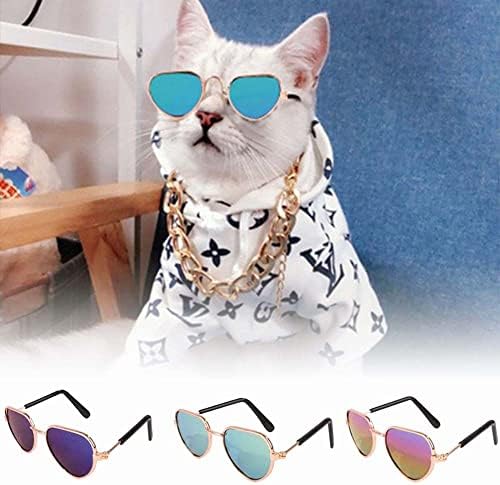 Acessórios de gatos de moda de bybycd adorável para cães pequenos gatos de gato de gato olho de olho, óculos de sol,