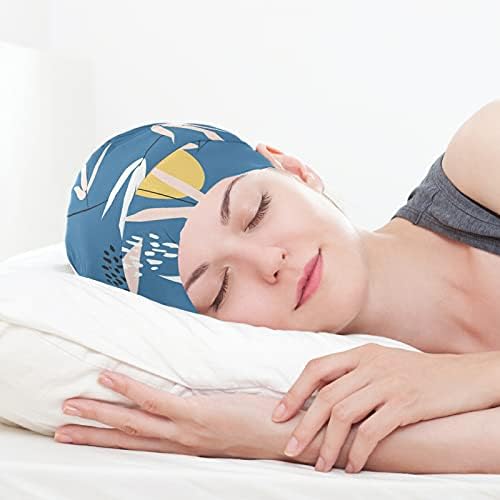Skull Cap boné de tampa do sono de trabalho chapéu de capô para mulheres folhas florais flores limão azul dorminhoco boné de