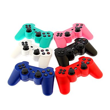 Controlador de choque duplo com fio de haleyl com tampa de pele de silicone e 2pcs Mushrooom Caps para ps3, verde